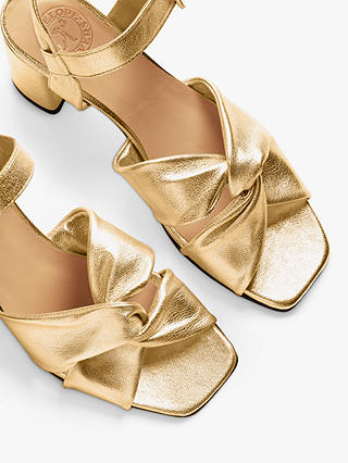 Penelope Chilvers Infinity Leather Block Heel Sandals, Gold