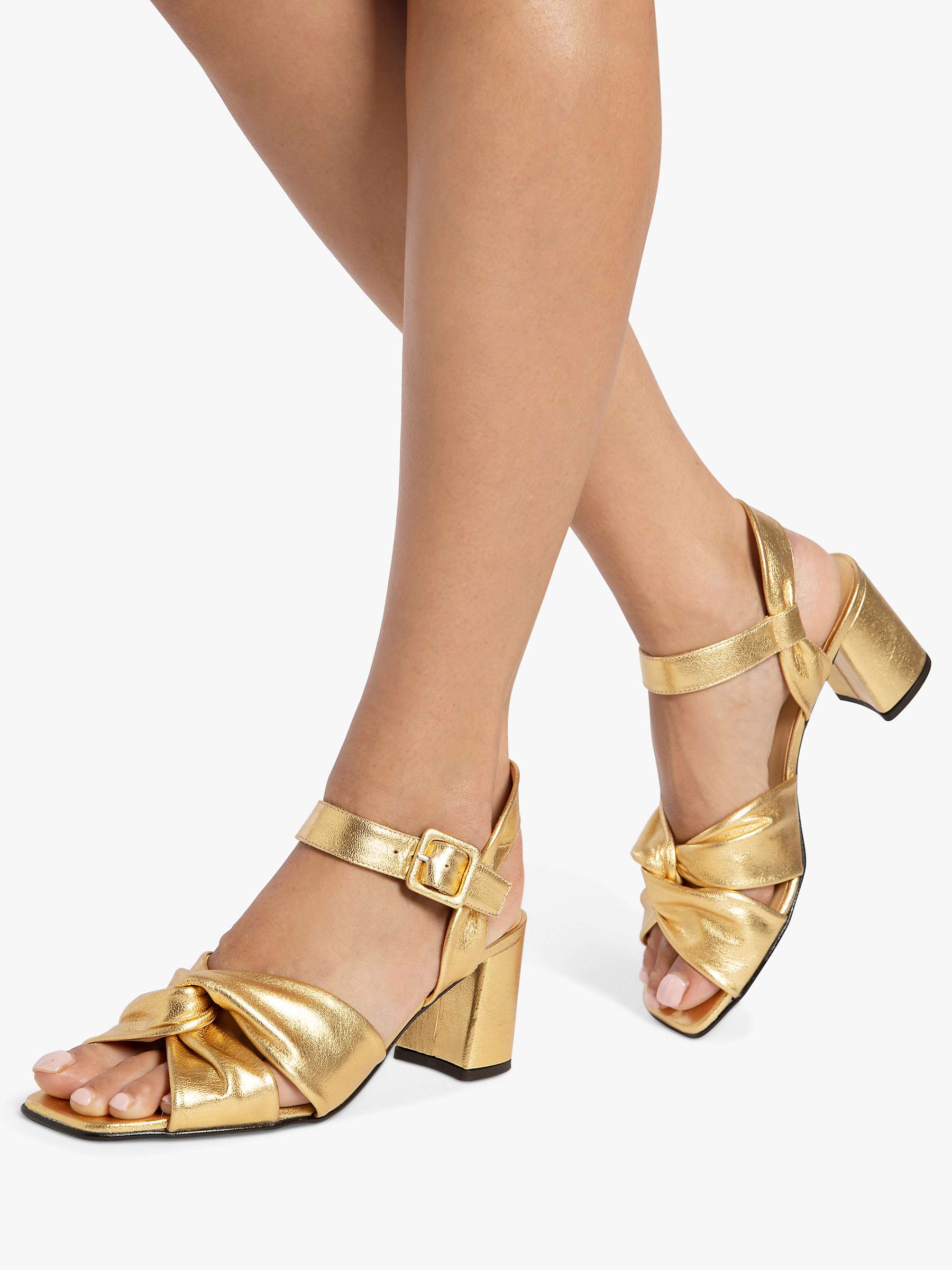 Buy Penelope Chilvers Infinity Leather Block Heel Sandals, Gold Online at johnlewis.com