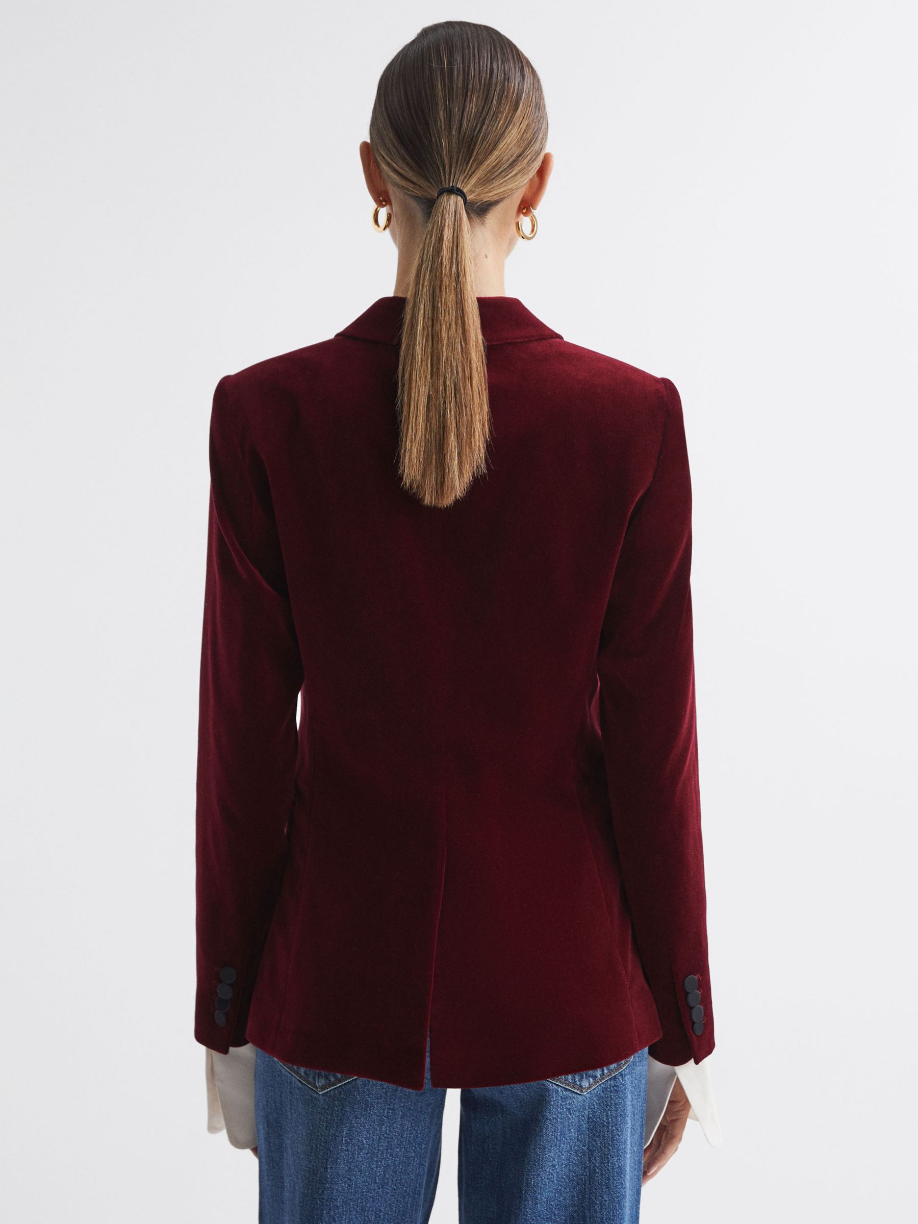 Reiss Opal Velvet Blazer, Red