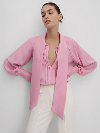 Reiss Ella Tie Detail Blouse, Pink