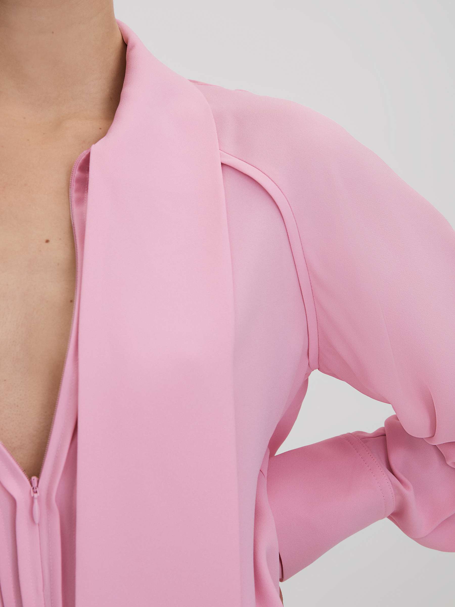 Buy Reiss Ella Tie Detail Blouse, Pink Online at johnlewis.com