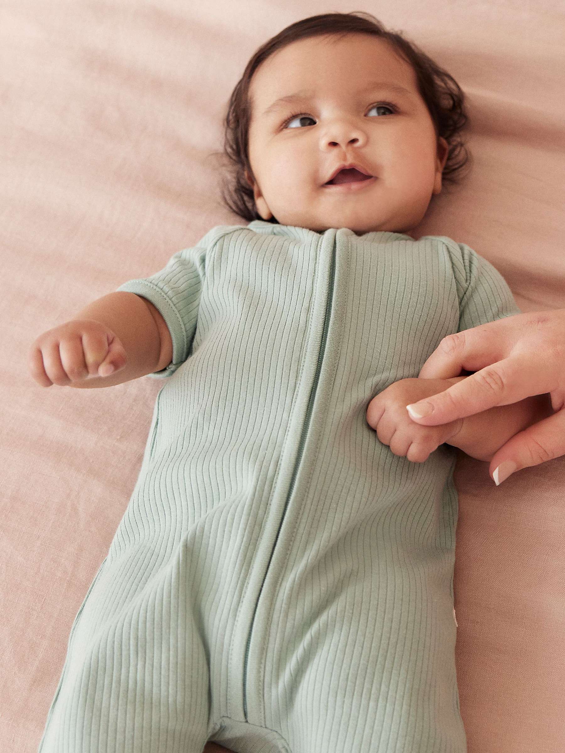 Buy MORI Baby Clever Zip Ribbed Summer Sleepsuit Online at johnlewis.com