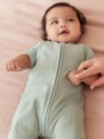 MORI Baby Clever Zip Ribbed Summer Sleepsuit, Mint