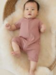 MORI Baby Clever Zip Ribbed Summer Sleepsuit, Rose
