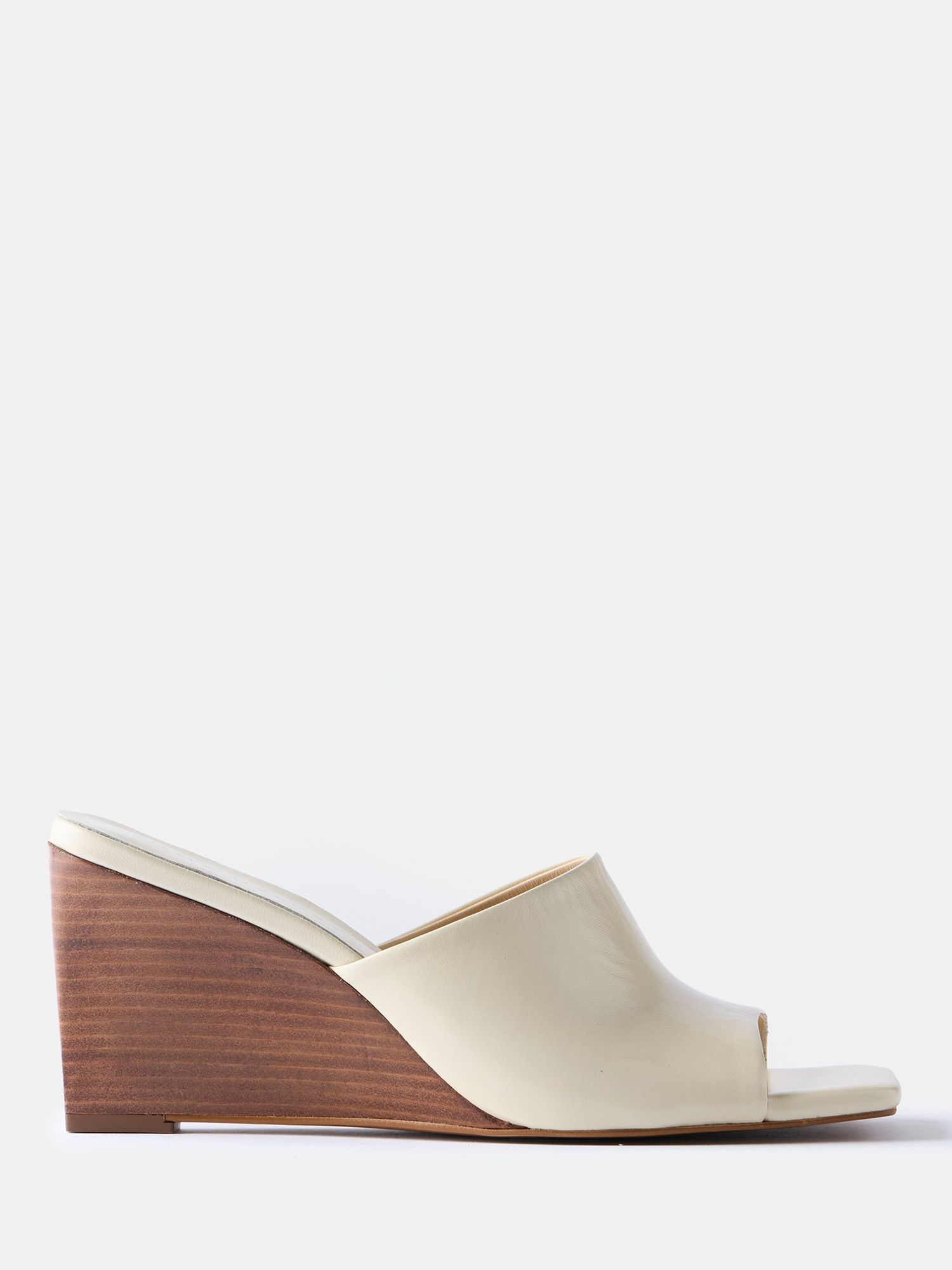 Mint Velvet Wooden Wedge Leather Mules, Natural Cream at John Lewis ...