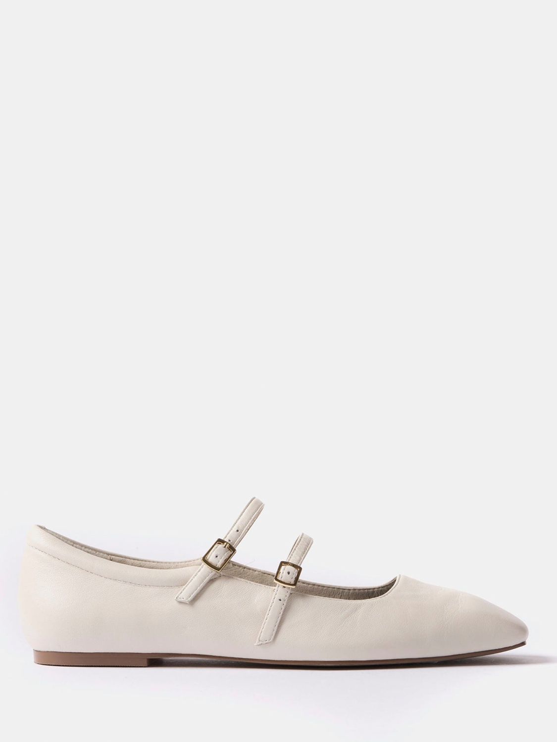 Mint Velvet Leather Ballet Pumps, Natural Cream