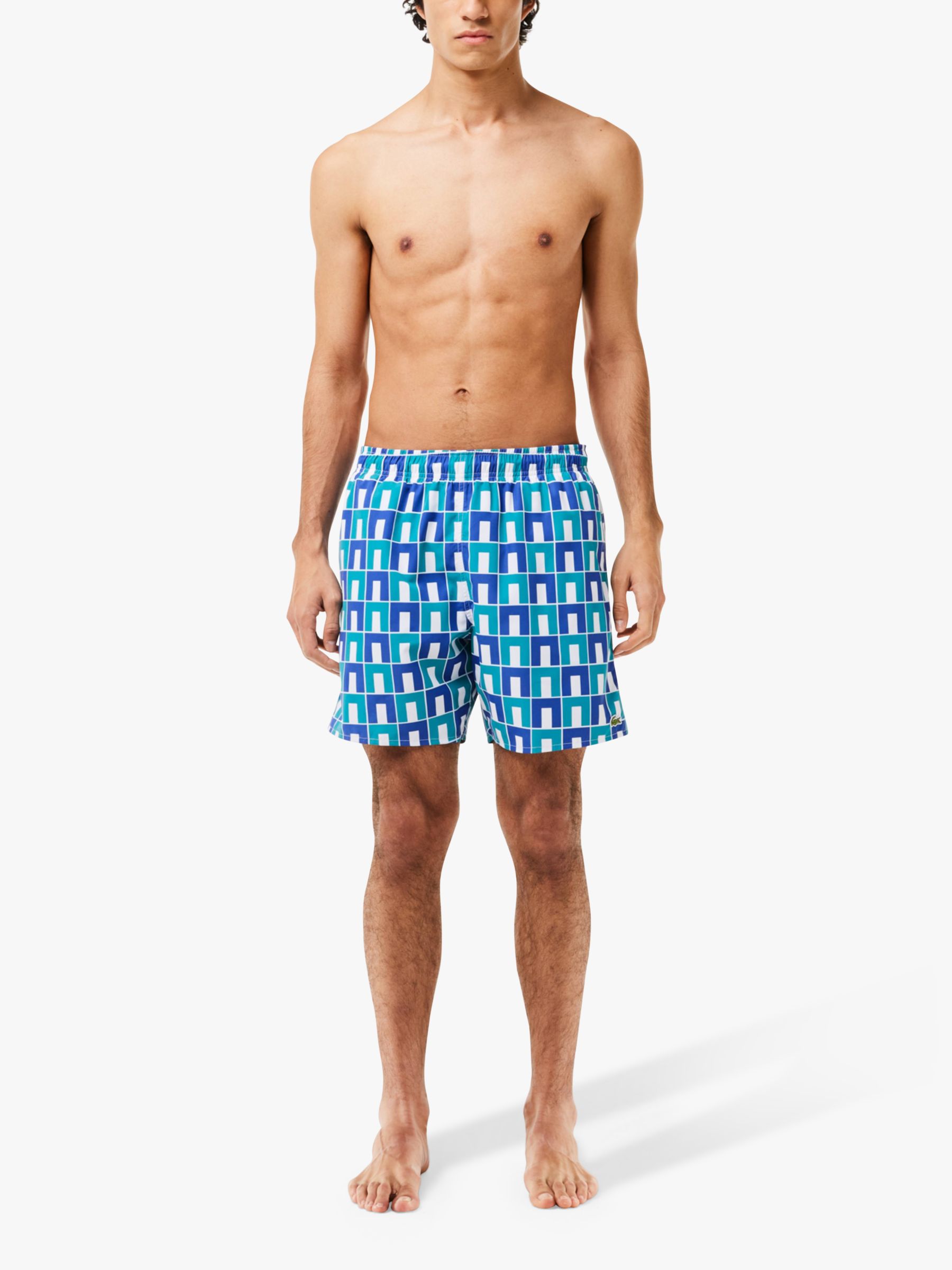 Lacoste Mid Length Robert George Print Swim Shorts, Blue/Multi, S