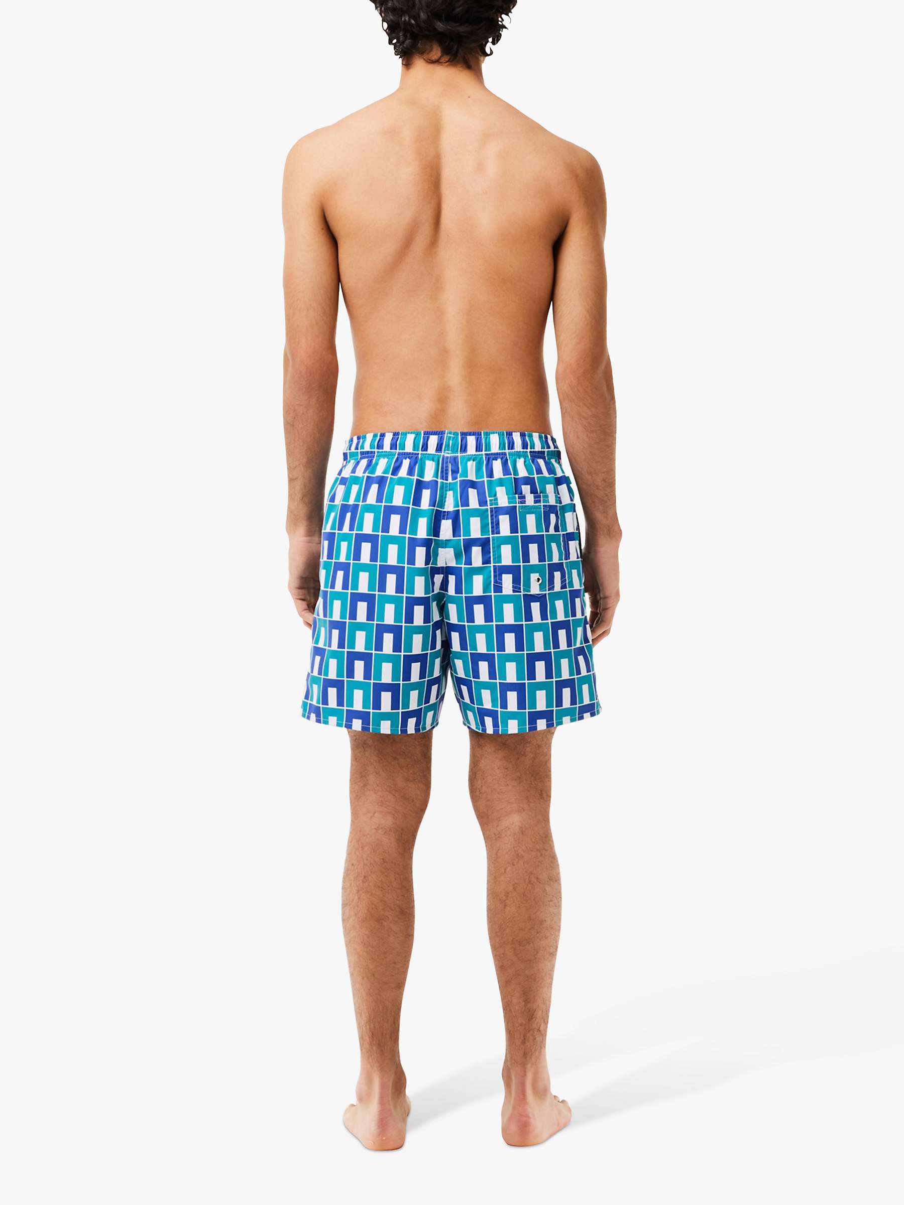 Buy Lacoste Mid Length Robert George Print Swim Shorts, Blue/Multi Online at johnlewis.com