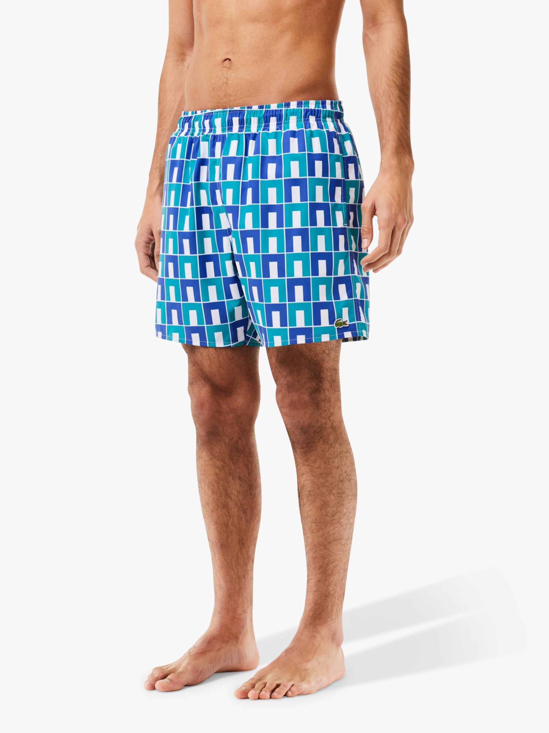 Lacoste Mid Length Robert George Print Swim Shorts, Blue/Multi, S