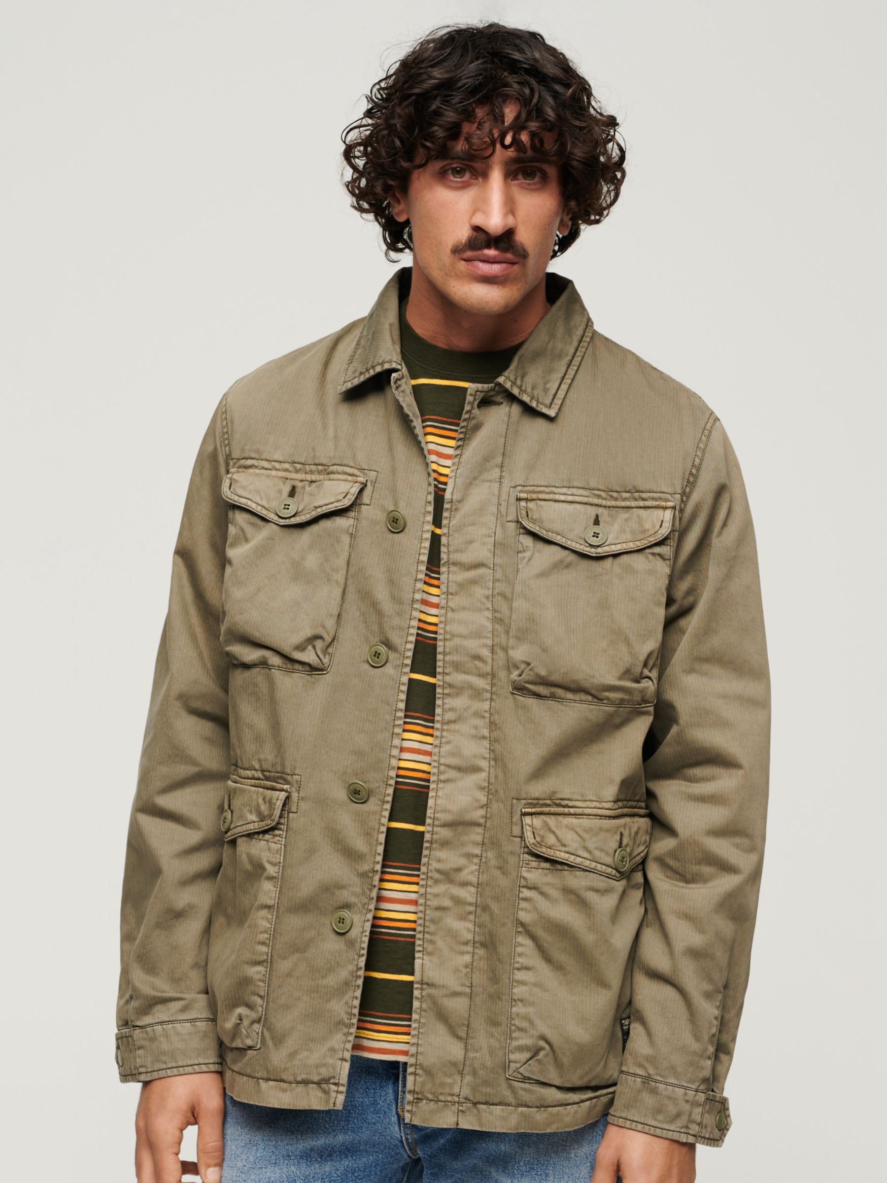 Superdry Military M65 Lightweight Jacket, Dusty Olive Green at John ...