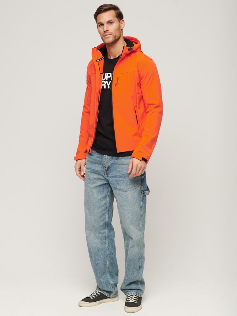 Superdry Hooded Soft Shell Trekker Jacket, Orange at John Lewis & Partners