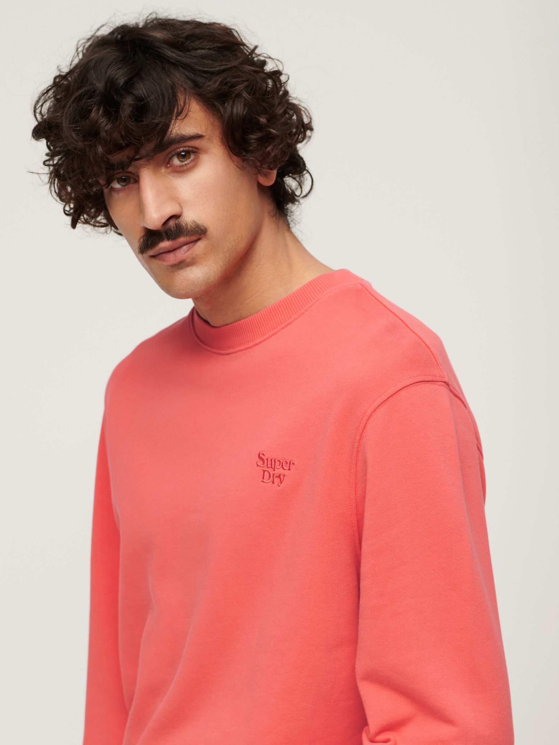 Superdry Vintage Washed Cotton Sweatshirt, Hot Coral, XXL