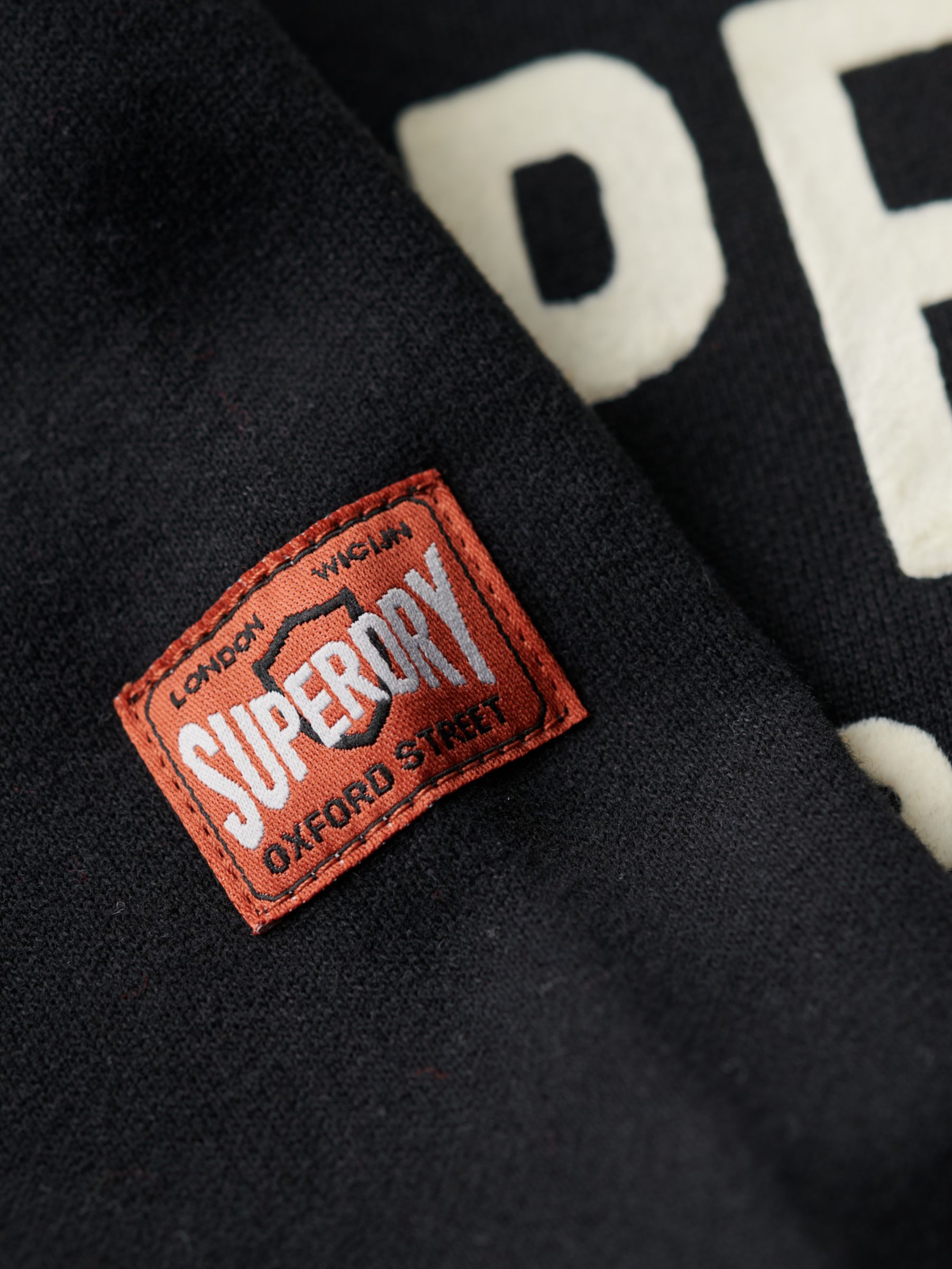 Superdry Workwear Flock Graphic Hoodie, Nero Black Marl, S