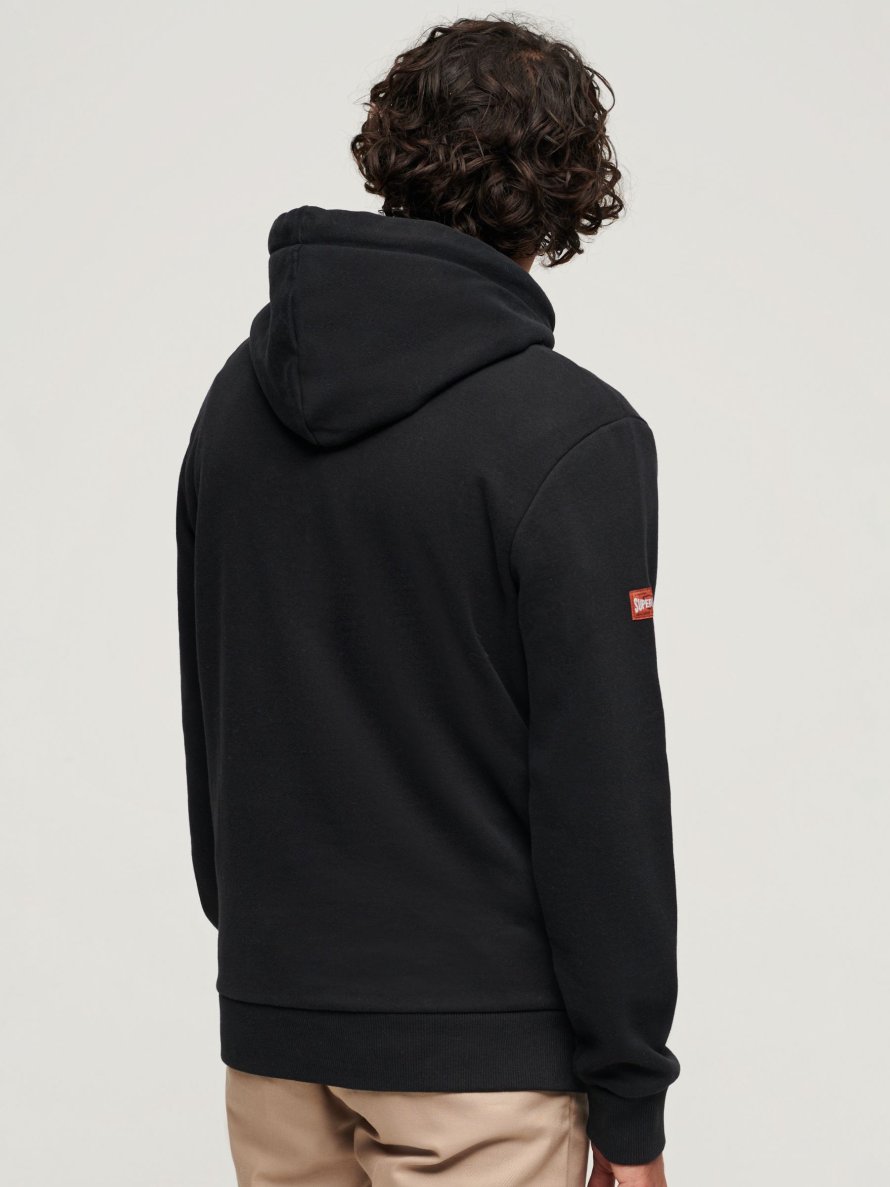 Superdry Workwear Flock Graphic Hoodie, Nero Black Marl, S