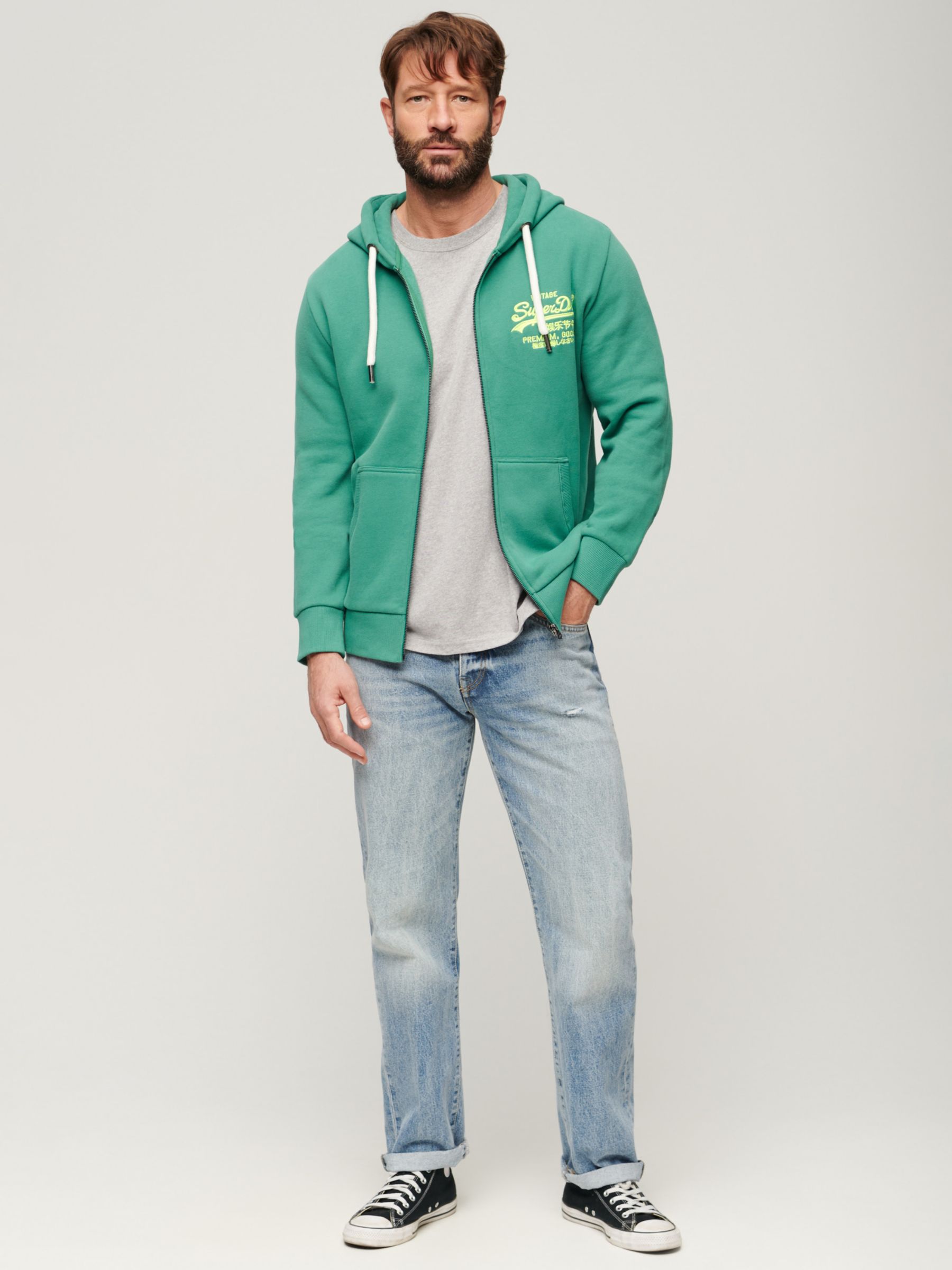 Buy Superdry Neon Vintage Logo Zip Hoodie Online at johnlewis.com