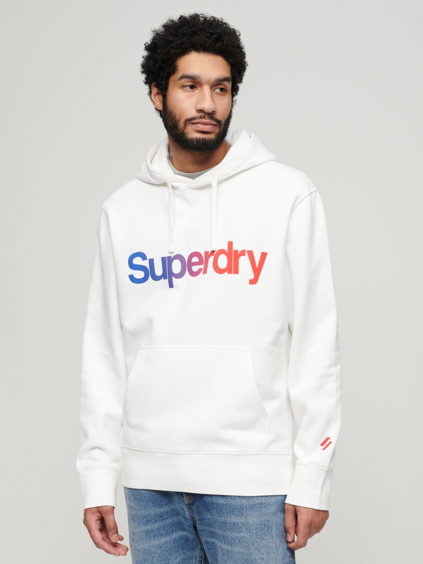 Superdry Core Logo Loose Hoodie, White/Multi, S