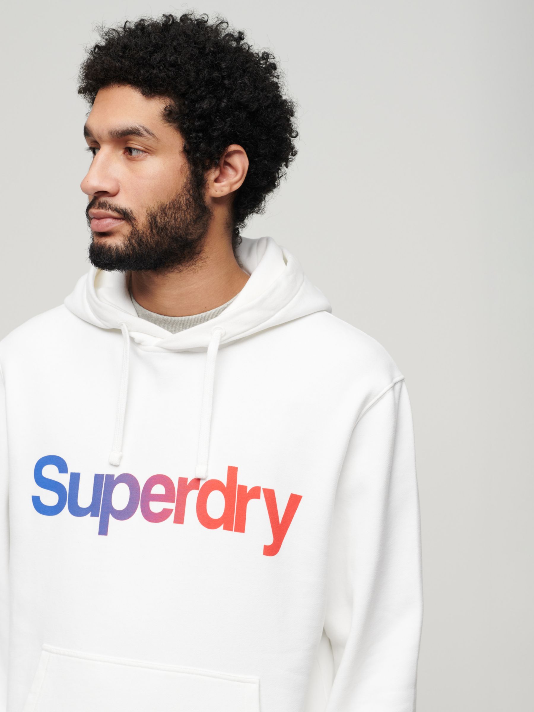 Superdry Core Logo Loose Hoodie, White/Multi, M