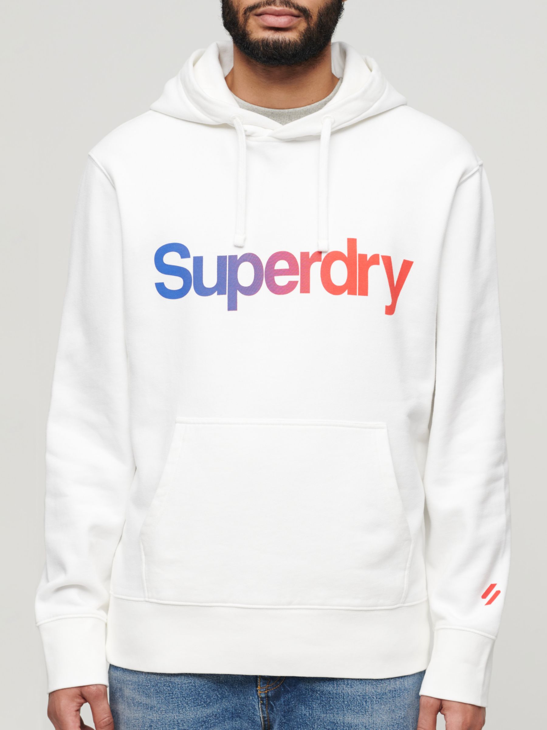 Superdry Core Logo Loose Hoodie, White/Multi, S