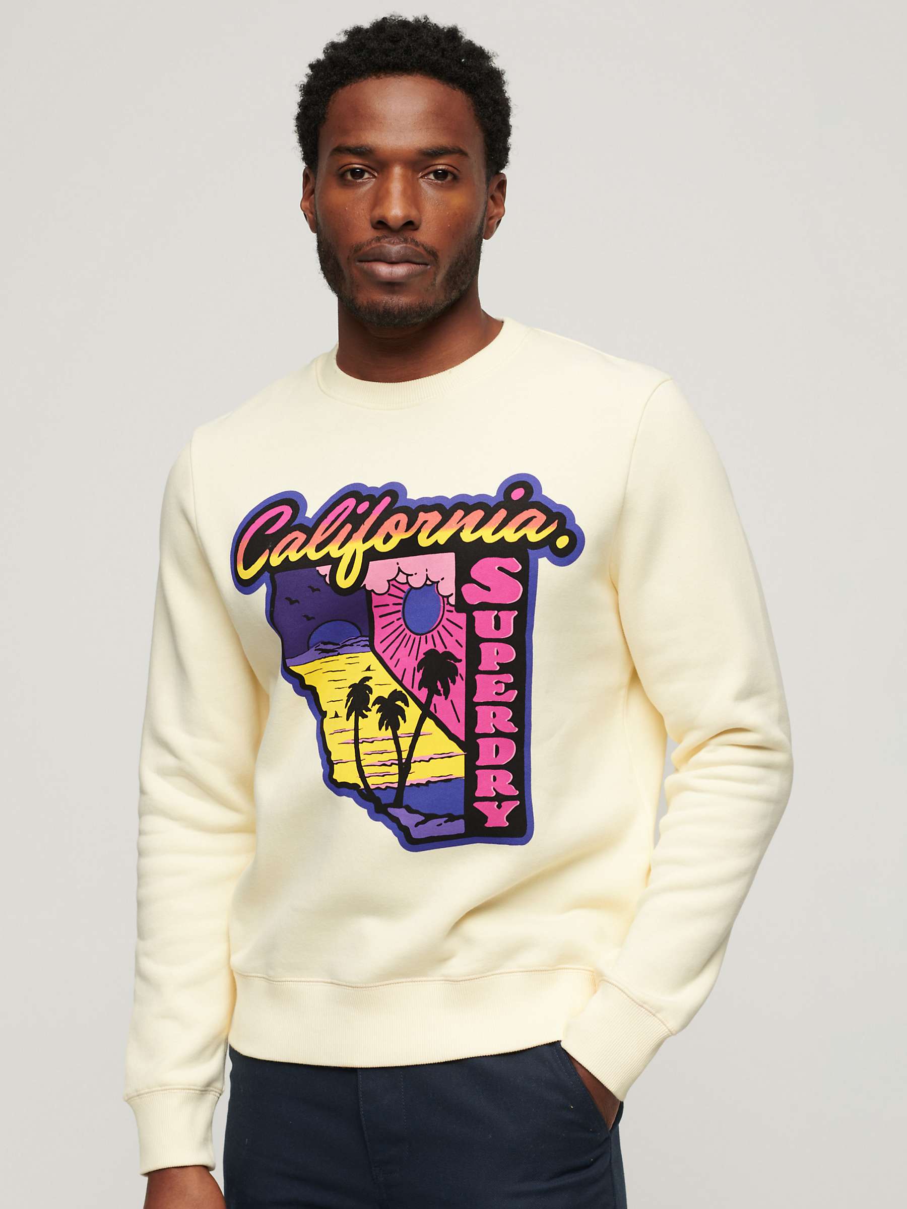 Buy Superdry Neon Travel Loose Cotton Sweatshirt, Urban Cream Online at johnlewis.com