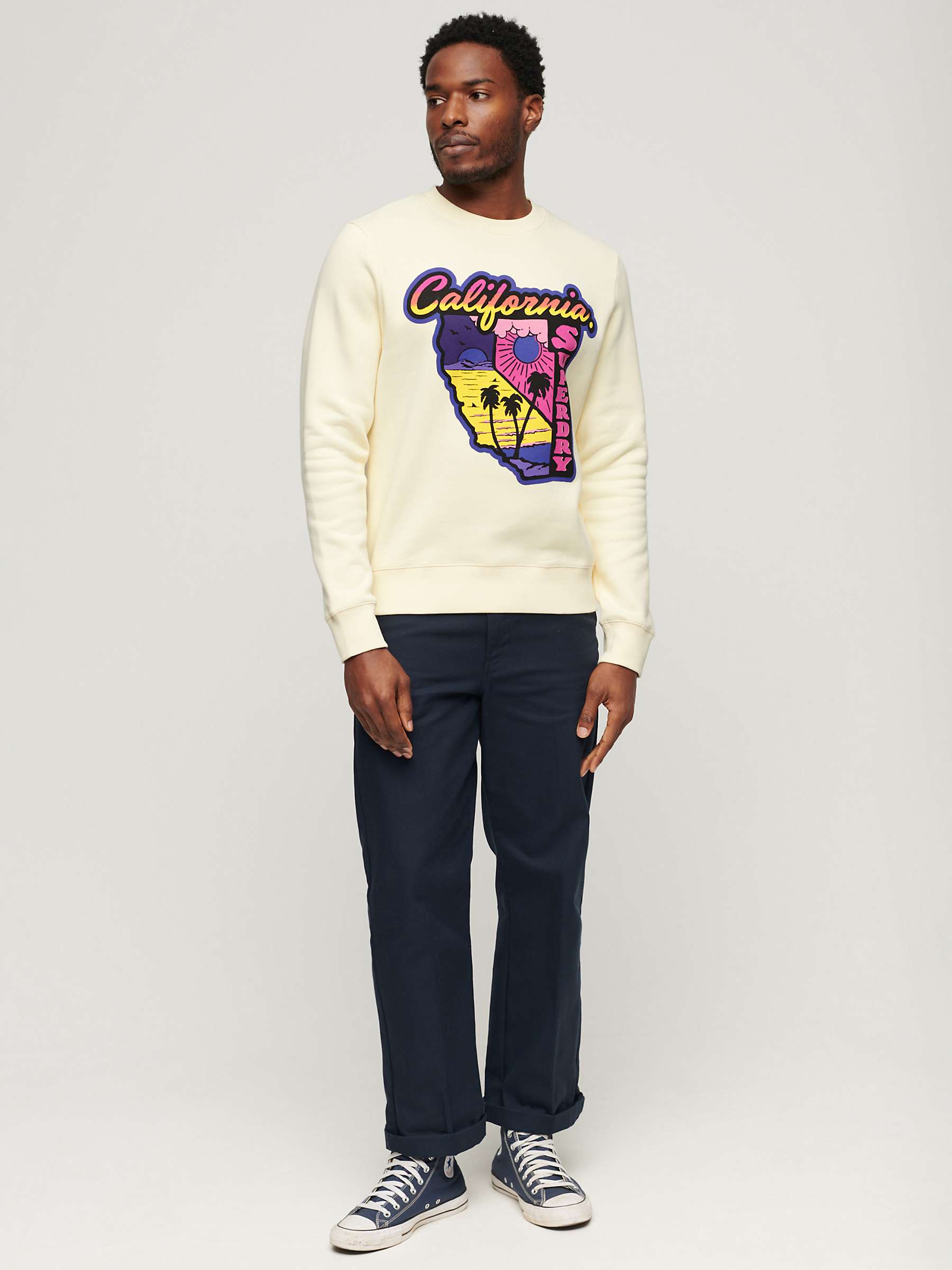 Buy Superdry Neon Travel Loose Cotton Sweatshirt, Urban Cream Online at johnlewis.com