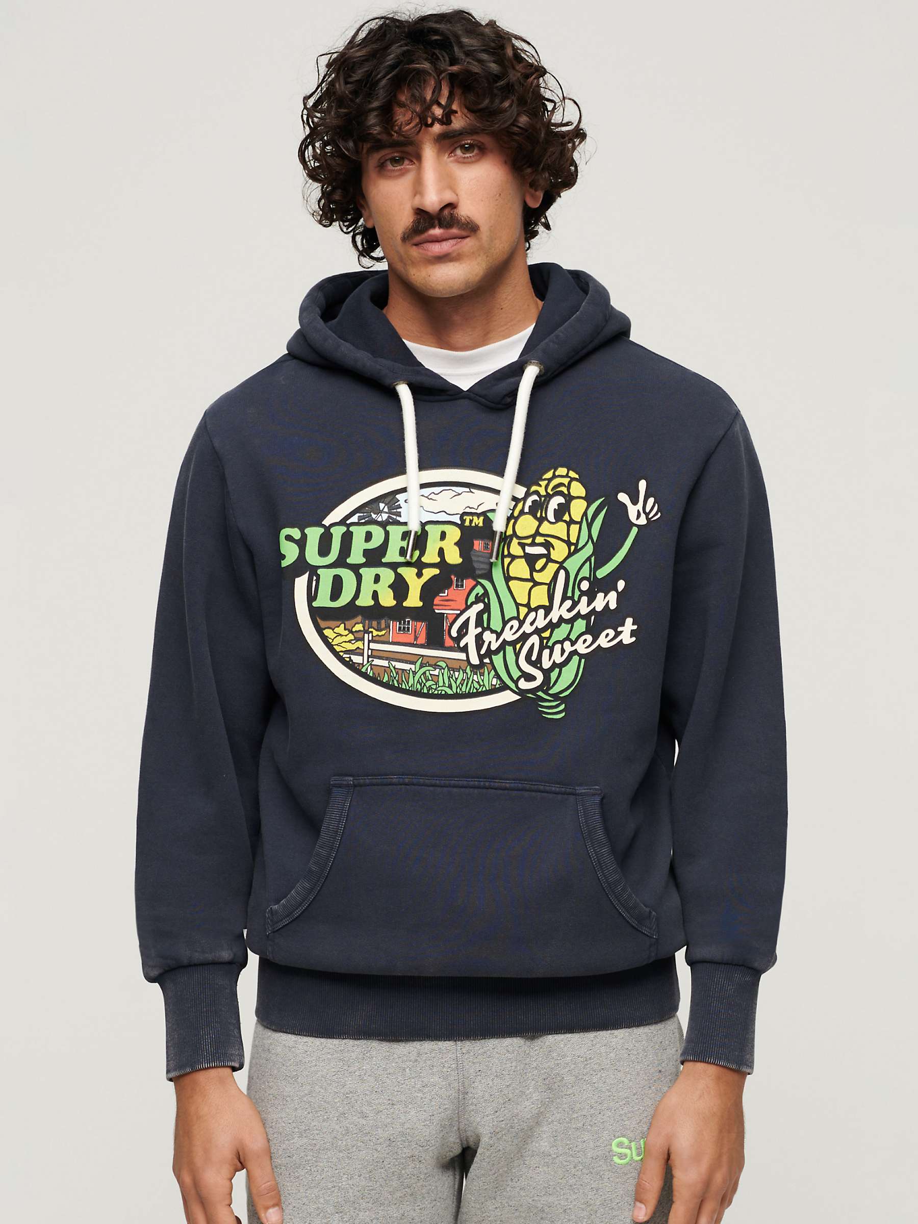 Buy Superdry Neon Travel Graphic Loose Hoodie, Eclipse Navy Online at johnlewis.com