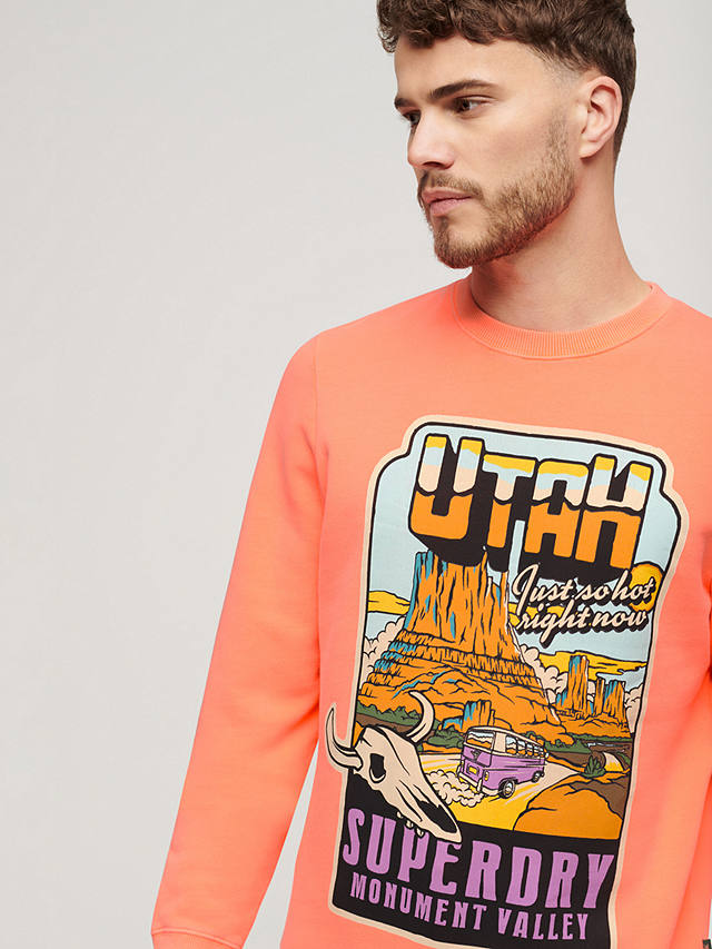 Superdry Neon Travel Loose Sweatshirt, Sunblast Orange