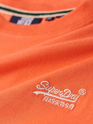 Superdry Organic Cotton Essential Logo T-Shirt, Sunburst Coral