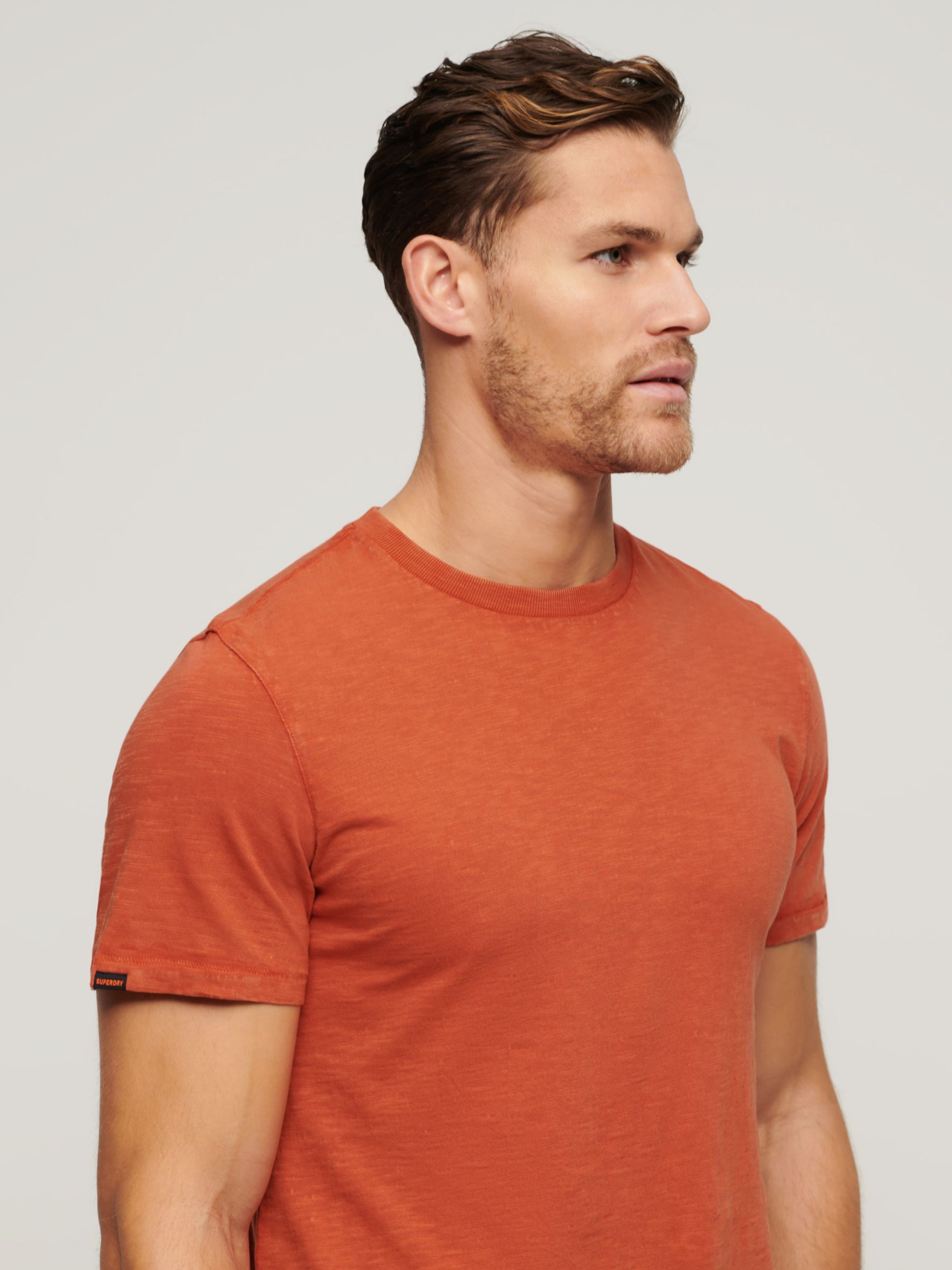 Buy Superdry Crew Neck Slub Short Sleeved T-Shirt, Orange Online at johnlewis.com