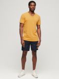 Superdry V-Neck Slub T-Shirt, Desert Ochre Yellow