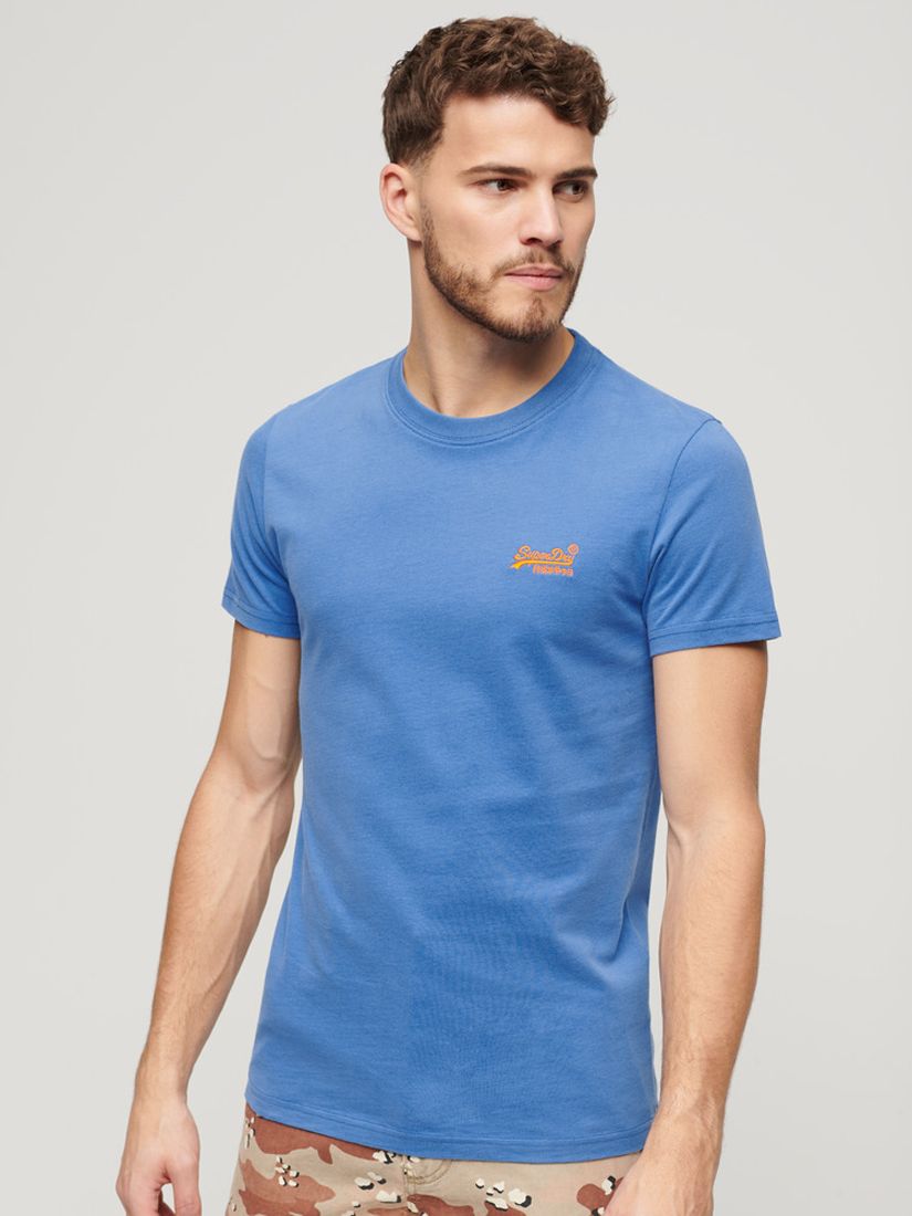 Superdry Organic Cotton Essential Logo T-Shirt, Monaco Blue