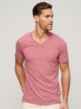 Superdry V-Neck Slub Short Sleeve T-Shirt, Mesa Rose Pink