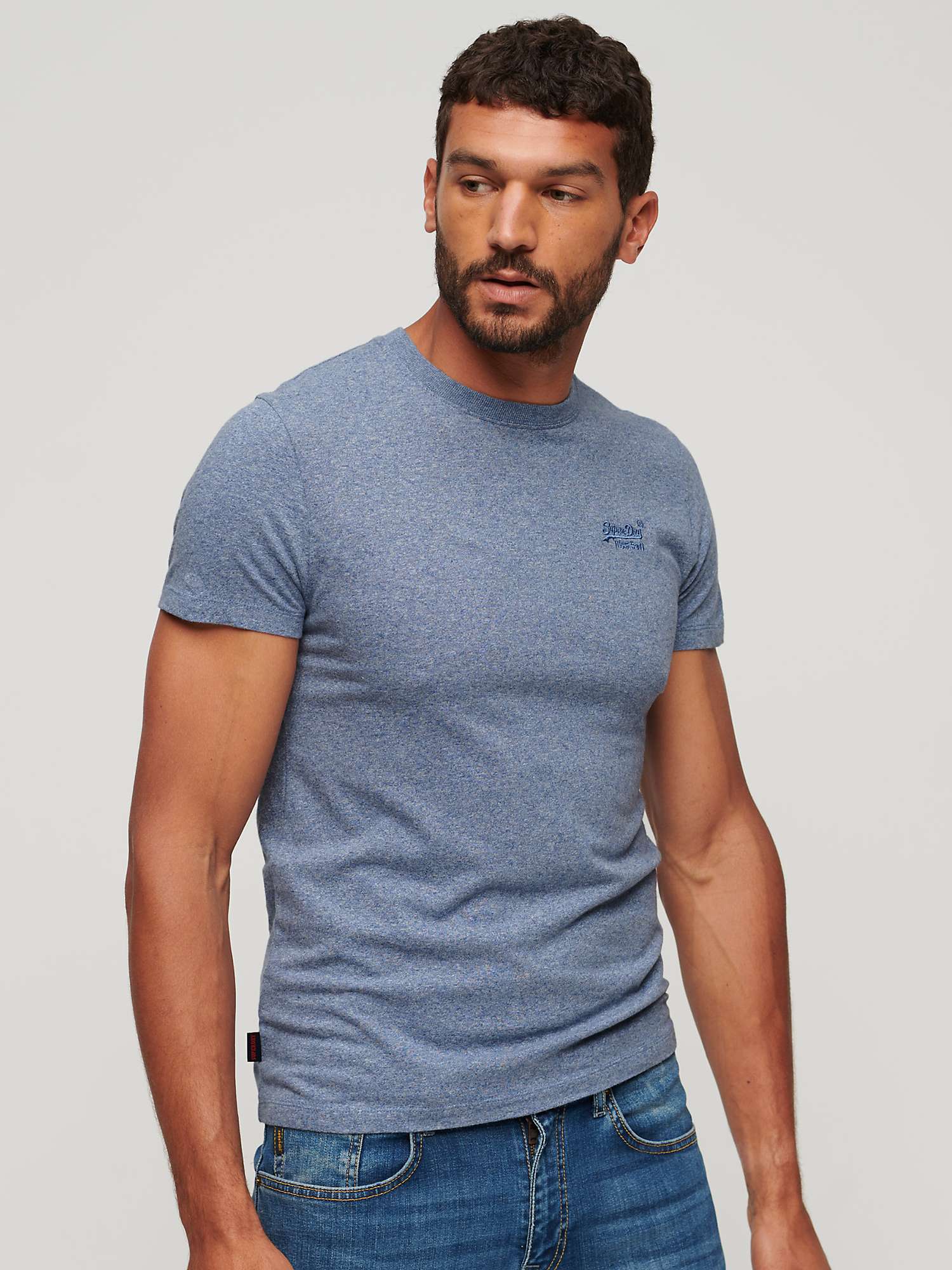 Buy Superdry Essential Cotton T-Shirt, Blue Marl Online at johnlewis.com