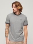 Superdry Organic Cotton Essential Logo Ringer T-Shirt, Grey/Rich Charcoal