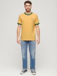 Superdry Organic Cotton Essential Logo Ringer T-Shirt, Canary Yellow/Green