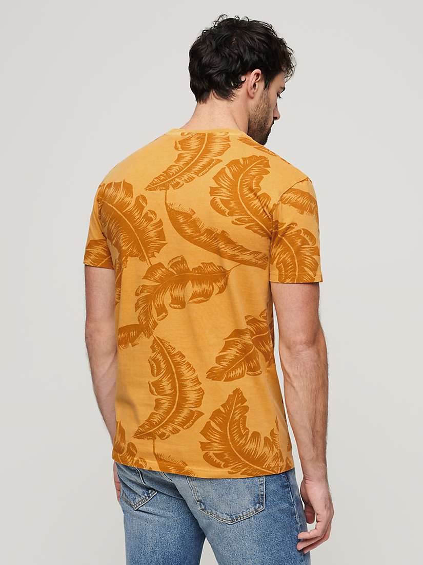 Buy Superdry Vintage Overdyed Feather Print T-Shirt, Desert Yellow Online at johnlewis.com