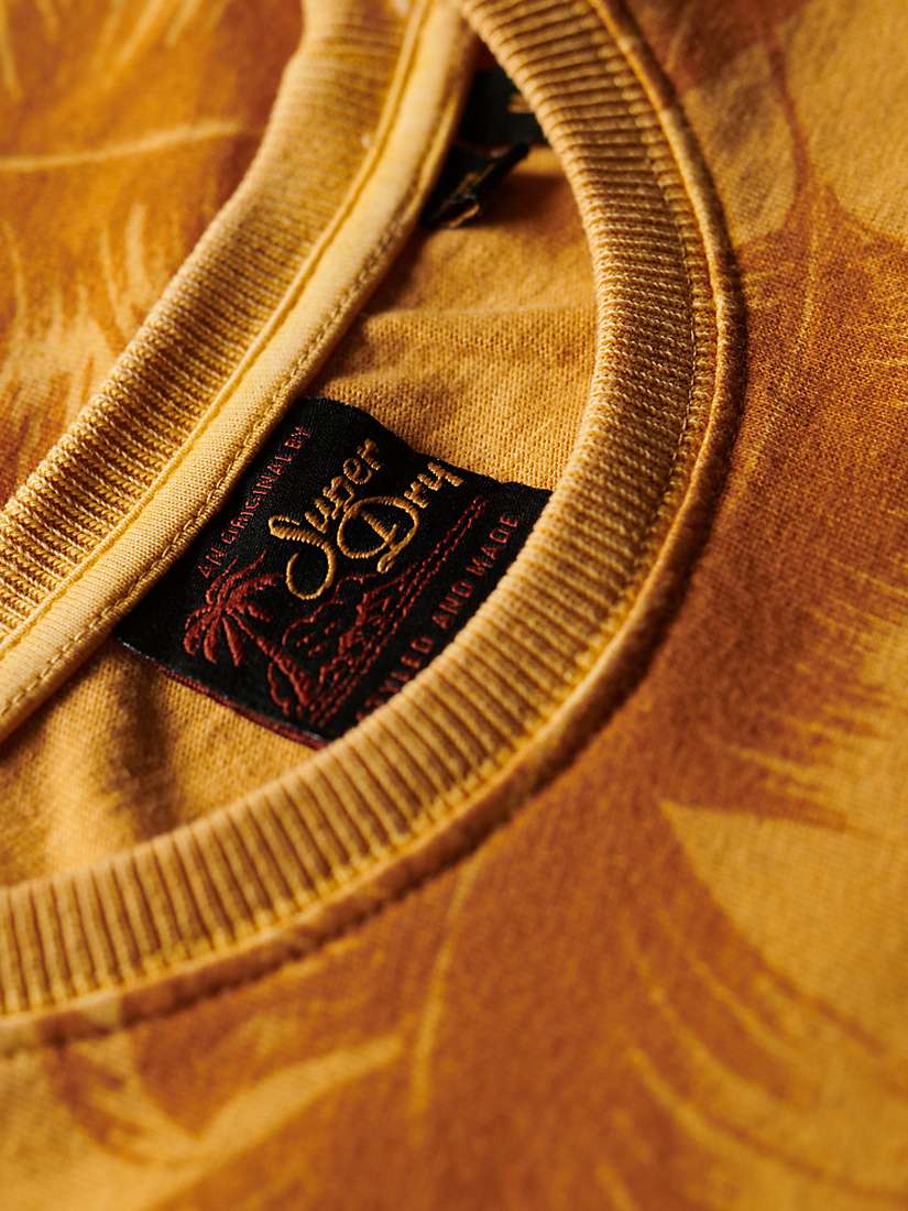 Buy Superdry Vintage Overdyed Feather Print T-Shirt, Desert Yellow Online at johnlewis.com