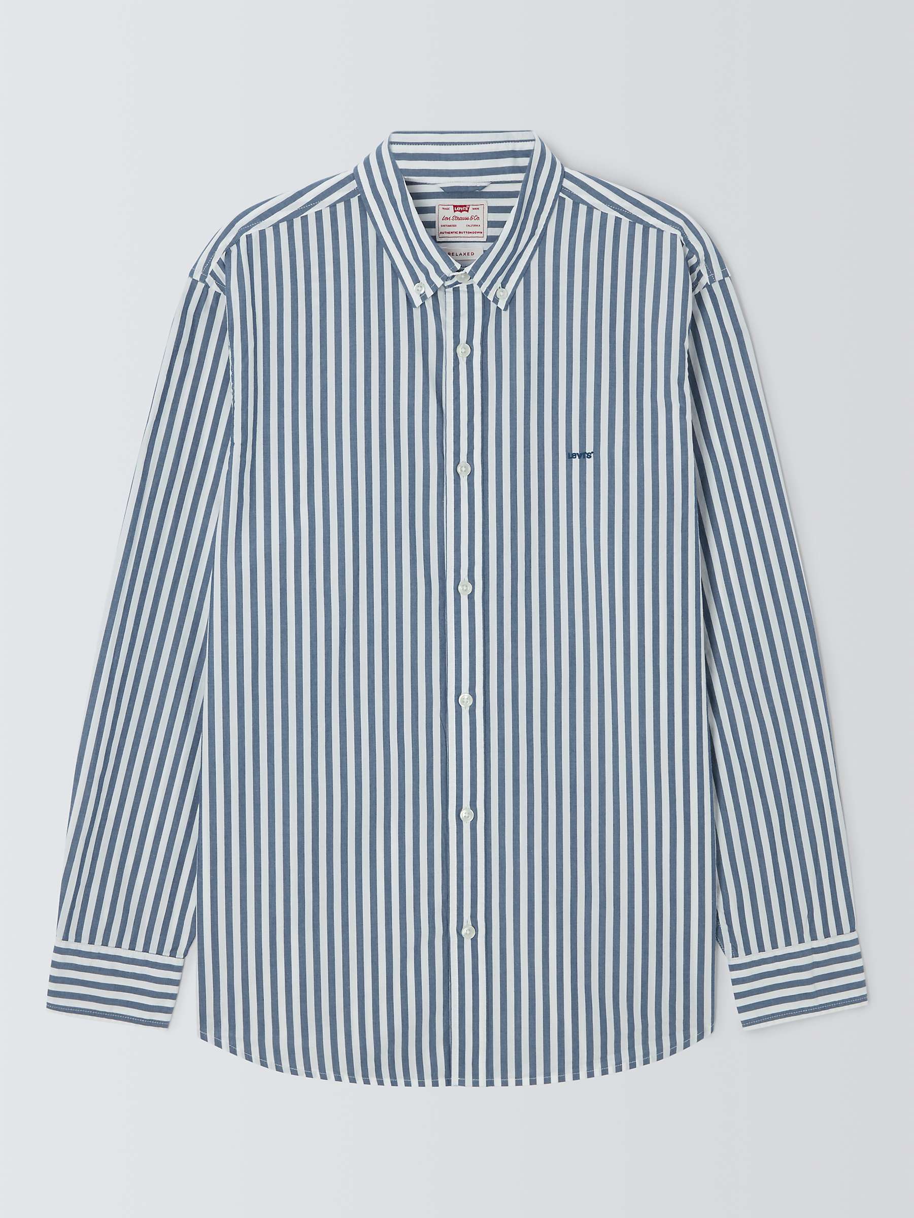 Buy Levi's Authentic Striped Cotton Shirt, Blue/White Online at johnlewis.com