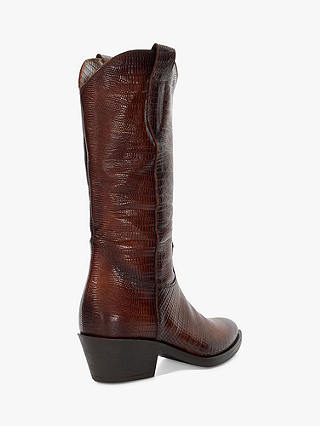 Dune Tangle Reptile-Effect Leather Western Boots, Brown