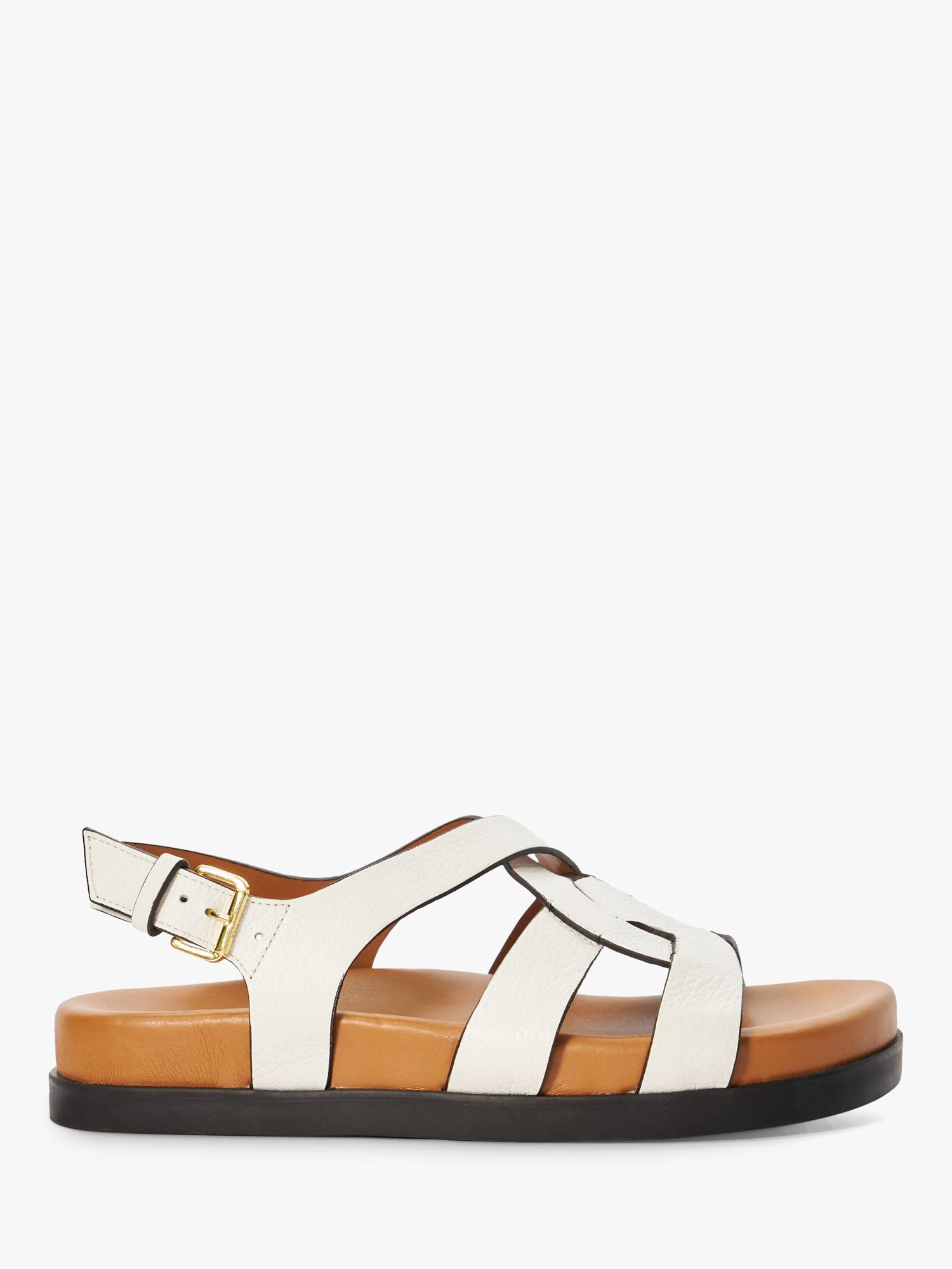 Dune Loupin Leather Footbed Sandals, White at John Lewis & Partners