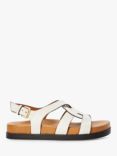 Dune Loupin Leather Footbed Sandals, White