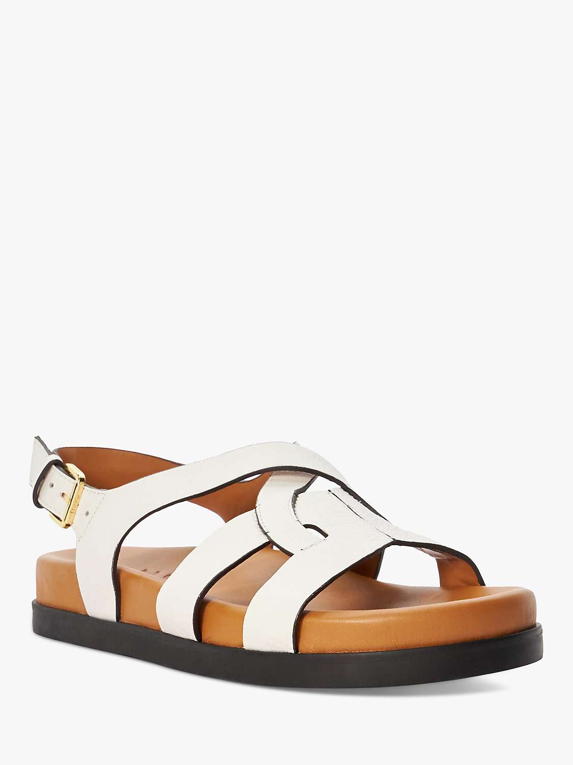 Buy Dune Loupin Leather Footbed Sandals, White Online at johnlewis.com