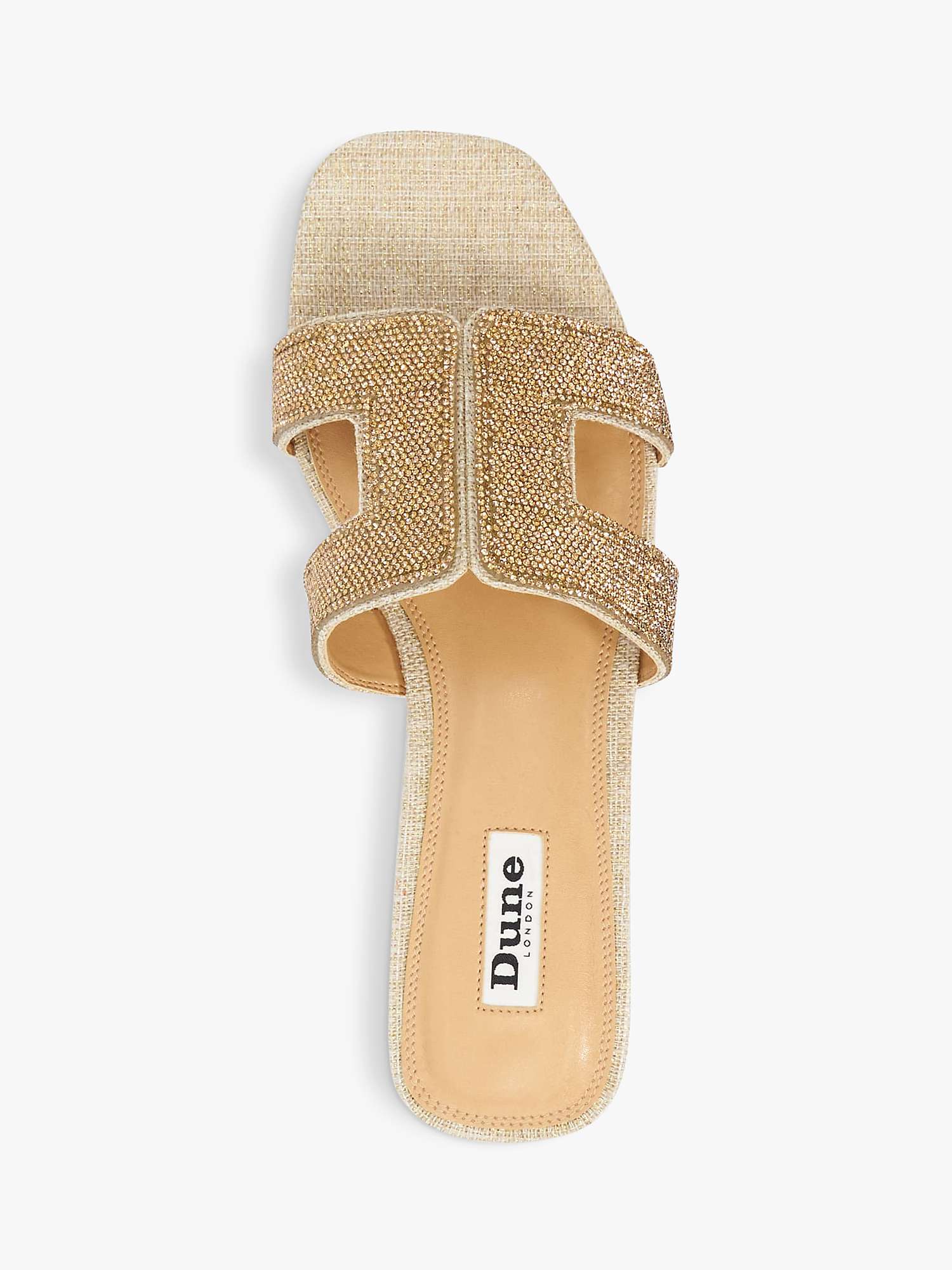 Buy Dune Loupe Crystal Embellished Fabric Slider Sandals, Gold Online at johnlewis.com
