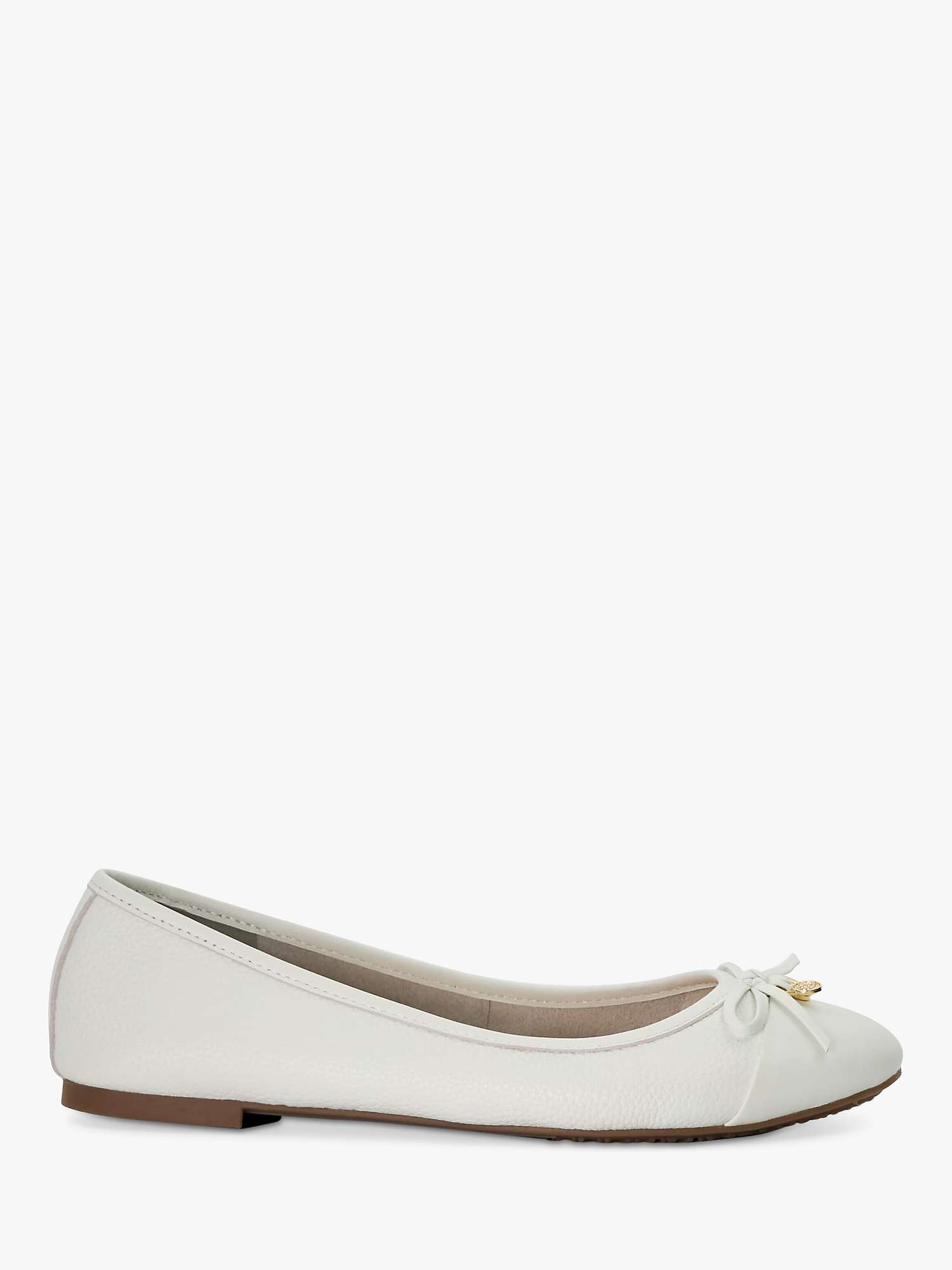 Buy Dune Hallo Leather Charm Trim Ballet Pumps, White Online at johnlewis.com