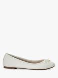 Dune Hallo Leather Charm Trim Ballet Pumps, White, White-leather