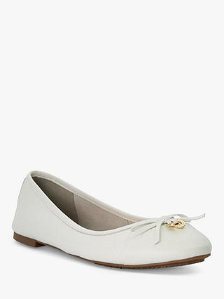 Dune Hallo Leather Charm Trim Ballet Pumps, White