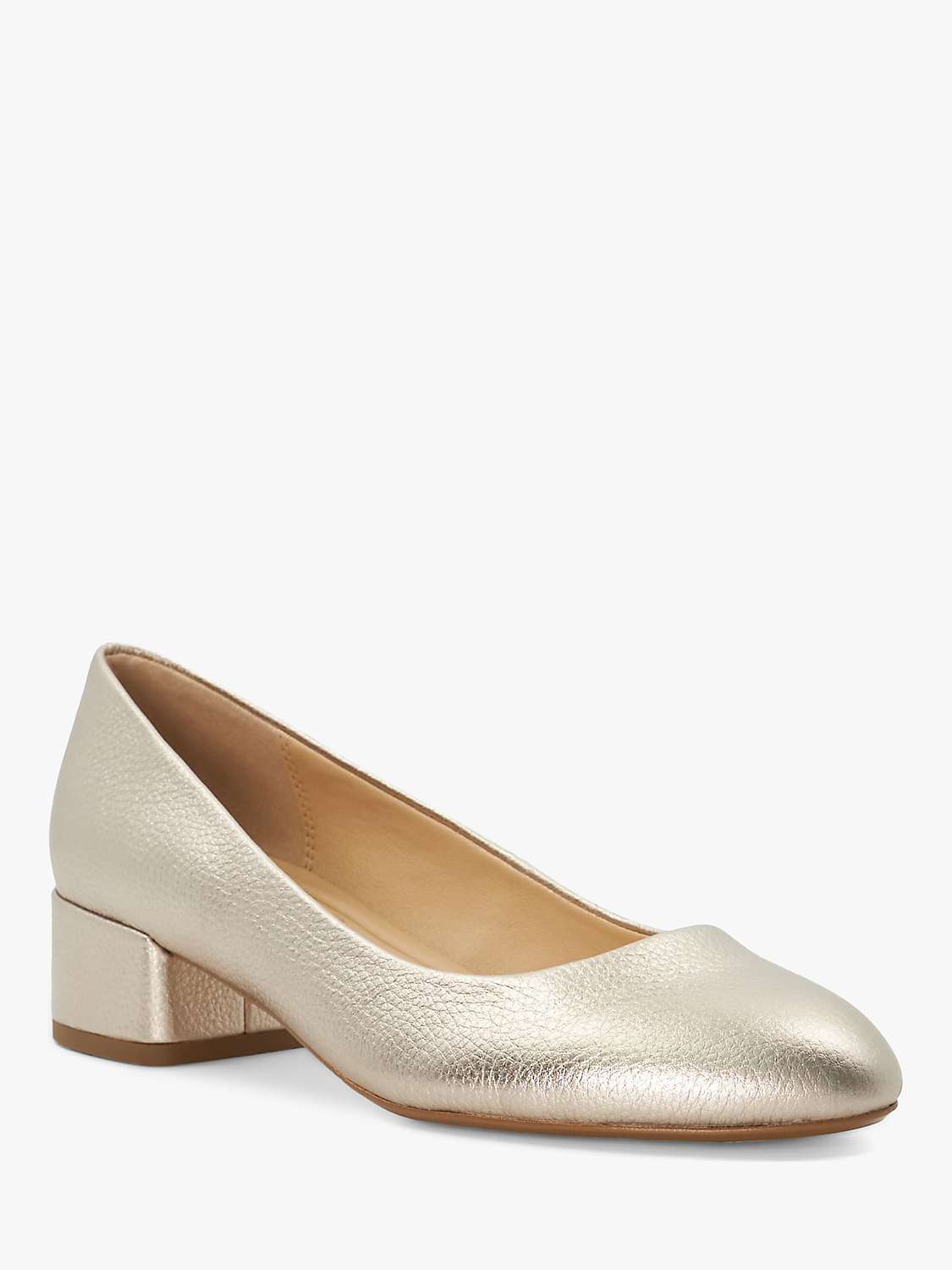 Buy Dune Bracket Block Heel Leather Court Shoes, Gold Online at johnlewis.com