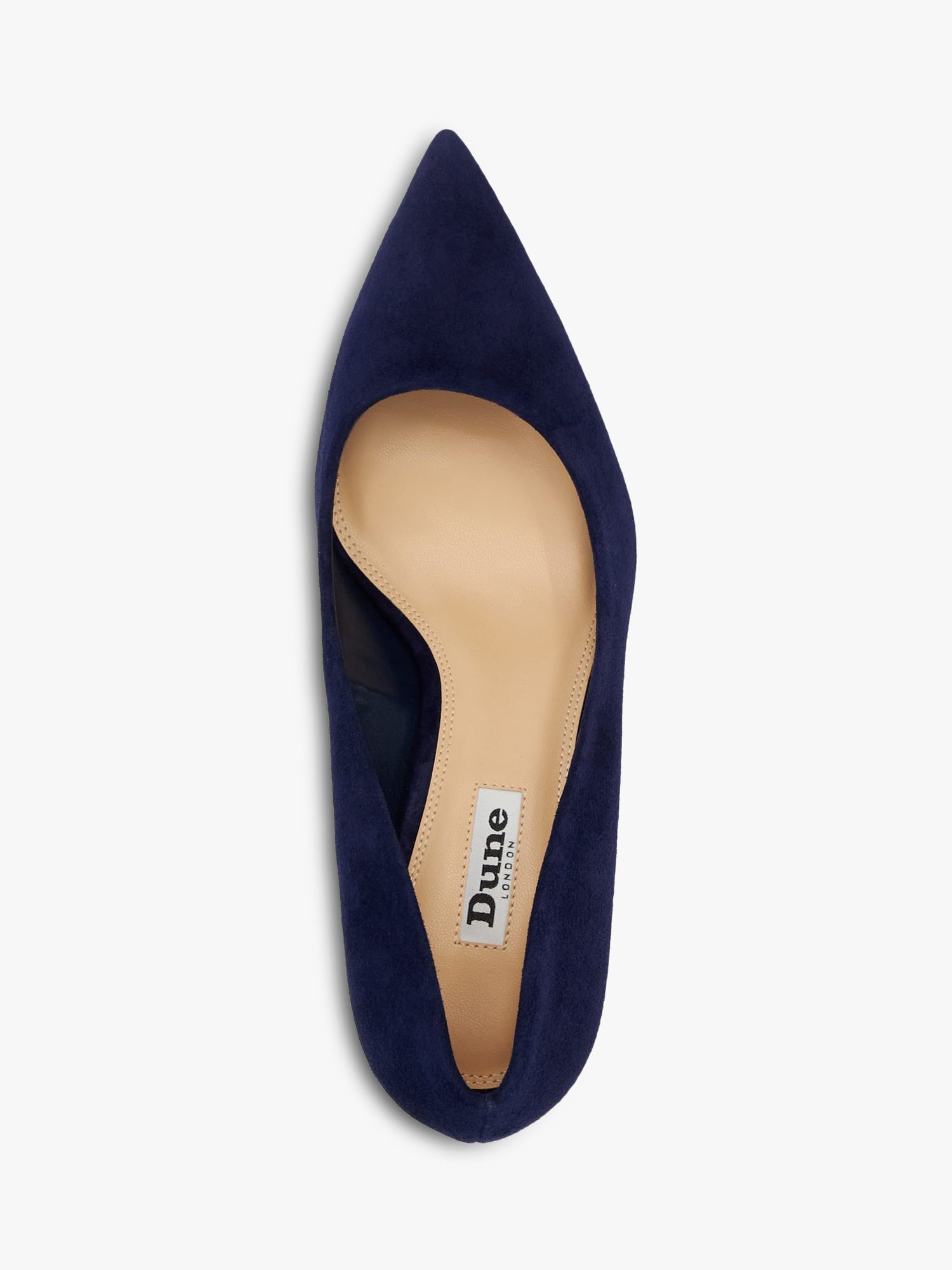 Dune Absolute Suede Pointed Toe Court Shoes, Navy at John Lewis & Partners