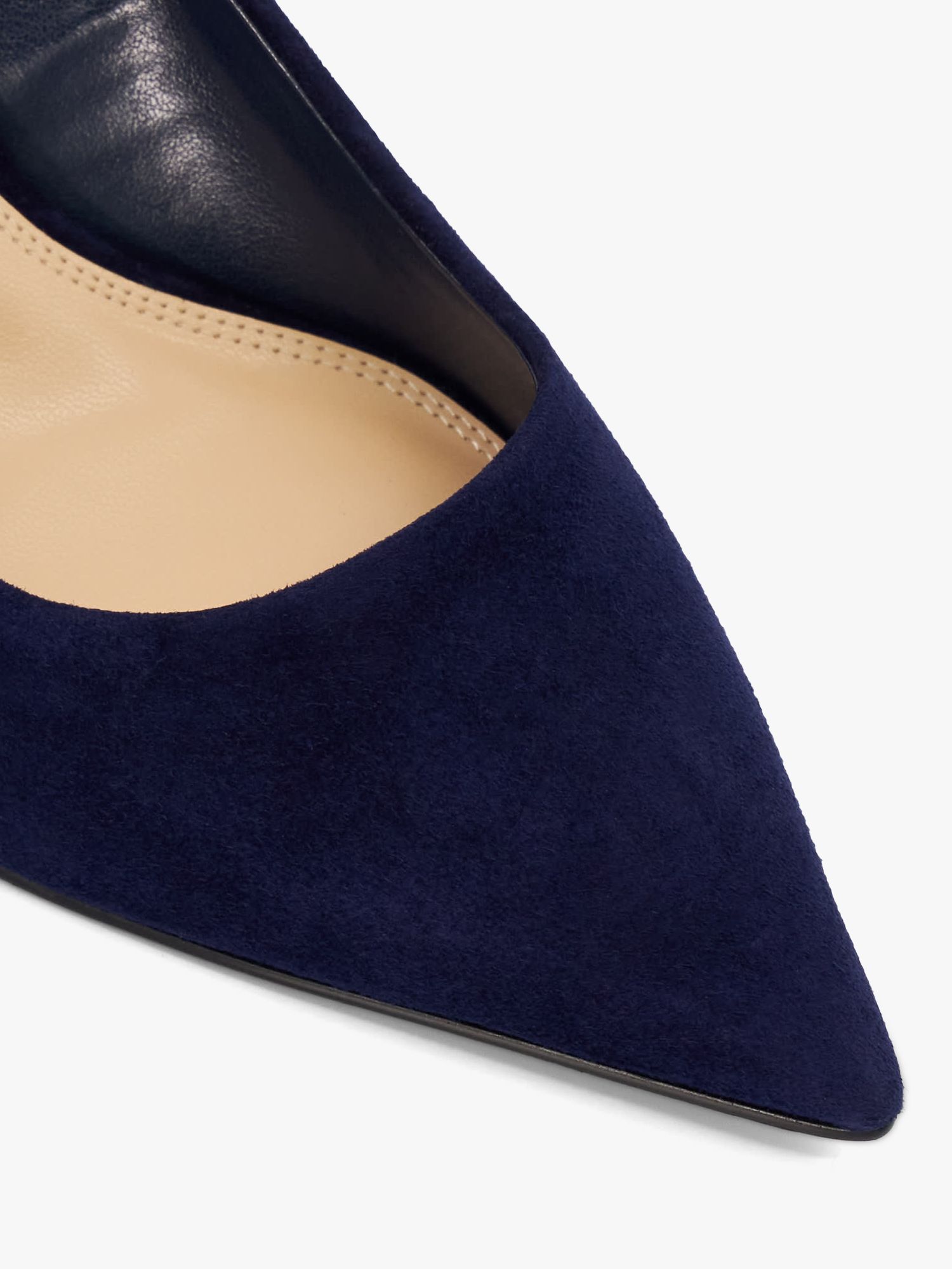 Dune Absolute Suede Pointed Toe Court Shoes, Navy, EU36