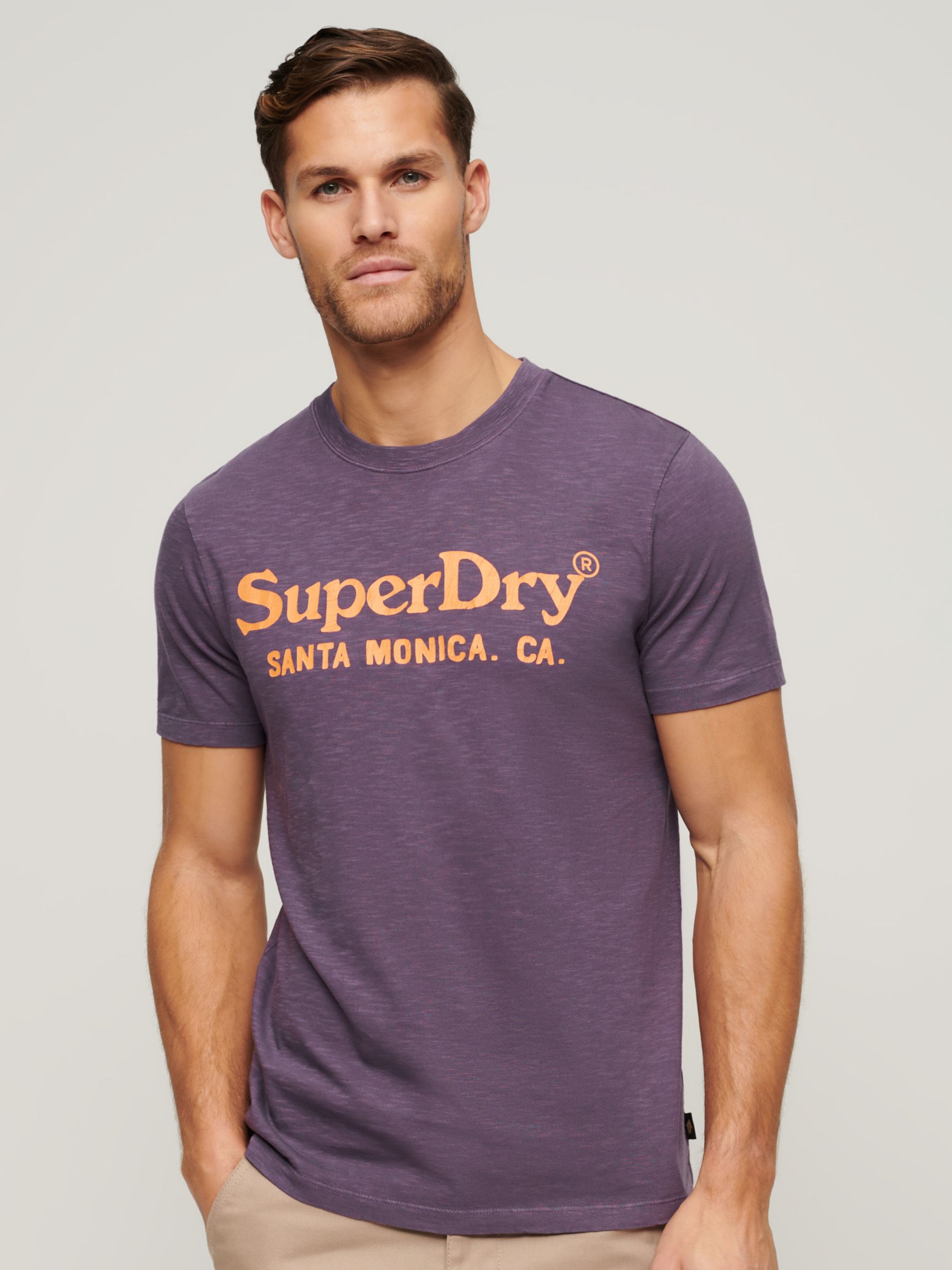 Superdry Venue Classic Logo T-Shirt, Soot Purple Slub, M