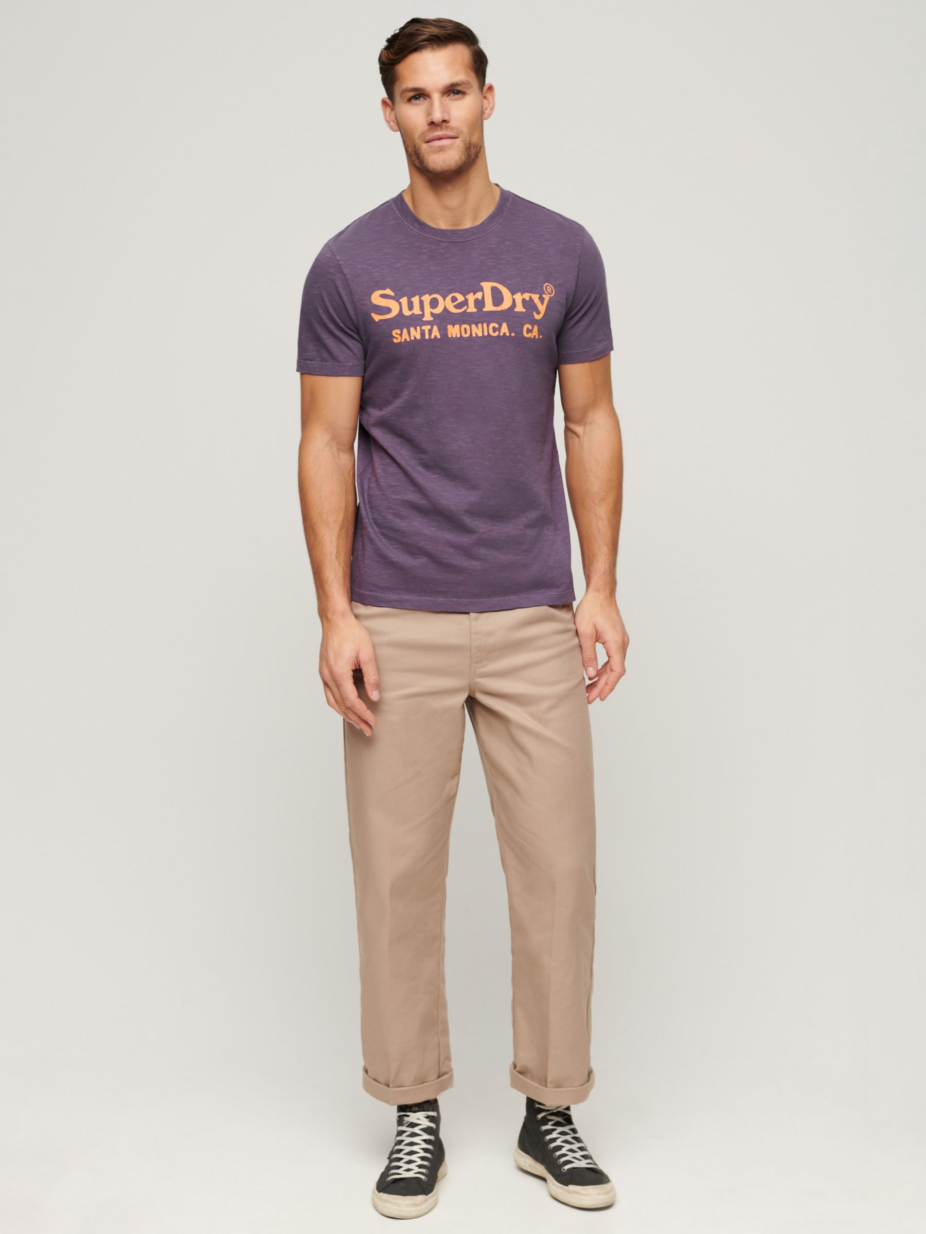 Superdry Venue Classic Logo T-Shirt, Soot Purple Slub, M